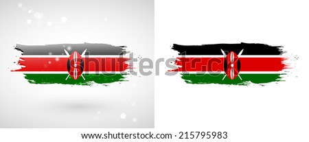 Independence Day. Flag painted with a brush with paint. Grungy flag. Grungy style. Brushstroke. Use for brochures, printed materials, icons, logos, signs,  elements, etc. Flag of Kenya