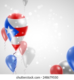 Independence Day. Flag of Puerto Rico on air balloon. Celebration and gifts. Balloons on the feast of the national.  Use for brochures, printed materials, signs, elements
