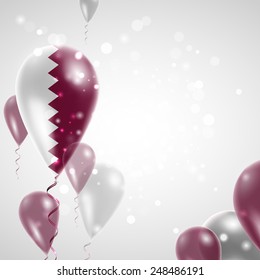 Independence Day. Flag of Qatar on air balloon. Celebration and gifts. Balloons on the feast of the national.  Use for brochures, printed materials, signs, elements