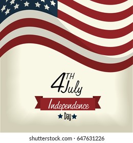 independence day with flag and ribbon design