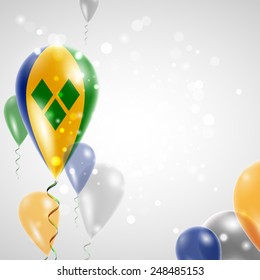 Independence Day. Flag of Saint Vincent and the Grenadines on air balloon. Celebration and gifts. Balloons on the feast of the national.  Use for brochures, printed materials, signs, elements