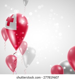 Independence Day. Flag of Tonga on air balloon. Celebration and gifts. Balloons on the feast of the national.  Use for brochures, printed materials, signs, elements