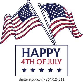 Independence Day Flags Design with Stars and Red Blue Text