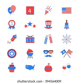 Independence Day Flat Color Icons