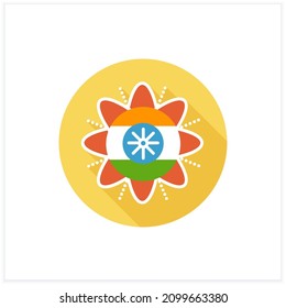 Independence day flat icon. Celebration on August 15th. National, patriotic indian holiday. Indian culture,esthetics, traditions and customs. Color vector illustration