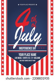 Independence Day, Fourth Of July Party Poster Flyer Social Media Post Design