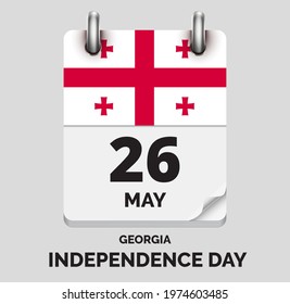 Independence Day, Georgia- 26 May, days of year flat realistic calendar icon Independence Day vector image with Georgia flag