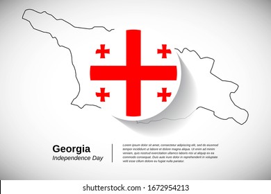 Independence day of Georgia. Creative national holiday of Georgia with map design elements and country flag in circle. Modern greeting card, banner vector illustration.