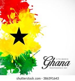  Independence Day of Ghana 3 March Celebration Card, Background,flag, Vector Template.