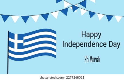 Independence Day of Greece. Vector illustration of Greek national holiday on March 25 for banner, print, poster, flyer, card