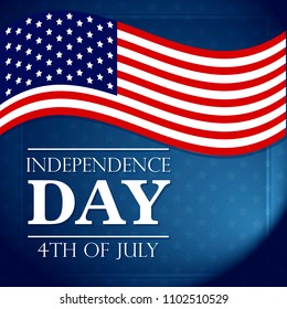 Independence Day greeting card or banner on blue background with stars. Vector illustration.