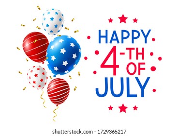 Independence day greeting card with color balloons