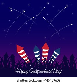 independence day greeting card with fire crackers