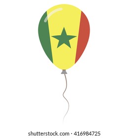 Independence Day Greeting Card. Senegalese Flag Balloons . Flying Flat Balloons In National Colors of Senegal. Happy Independence Day Vector Illustration.
