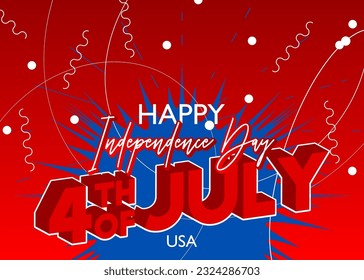Independence Day greeting card. United States national flag colors for 4th of July holiday. Vector illustration of American Freedom Celebration.