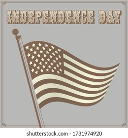 Independence day. Greeting text. Vector illustration. American flag. Decorative inscription.