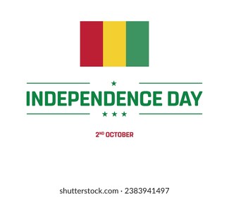 Independence day, Guinea Independence day, Guinea, Guinea National Flag, 2 October, 2nd October, Independence Day, National Day, National Flag, Typographic Design, vector, Editable, Eps, Design, Icon