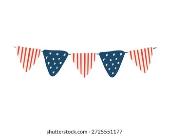 Dia da Independência Desenhado à Mão Bandeira Garland Clipart