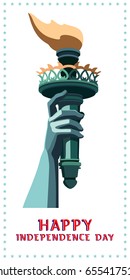 
Independence Day.The hand torch. Statue of Liberty. Futuristic design.USA. July 4th, Business, street layout.Flat banner. 3D font letters.Color, illustration of green on a white background.vector
