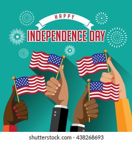 Independence Day hands with flags design. EPS 10 vector.