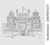 Independence day. Happy Independence Day. Red Ford Illustration, Sketch for the red fort in delhi. 