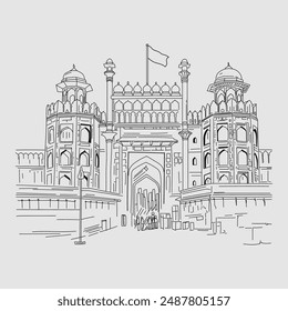 Independence day. Happy Independence Day. Red Ford Illustration, Sketch for the red fort in delhi. 