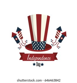 independence day with hat and firewords