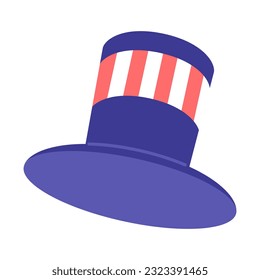 Independence day hat semi flat colour vector object. Uncle sam cylinder. President day holiday. Editable cartoon clip art icon on white background. Simple spot illustration for web graphic design