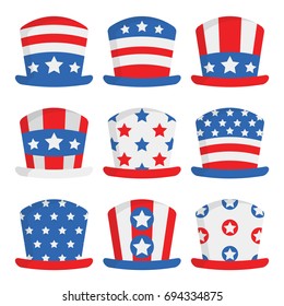 Independence Day Hats Fourth Of July In White Background