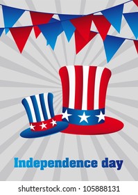 independence day with hats over gray background. vector