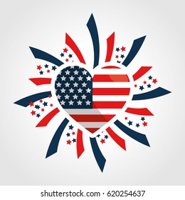 independence day heart flag