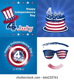 Independence Day Holiday 4 july postcard and presentation.Background in USA style.
