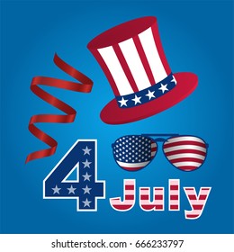 Independence Day Holiday 4 july postcard and presentation.Background in USA style.