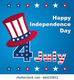 Independence Day Holiday 4 july postcard and presentation.Background in USA style.