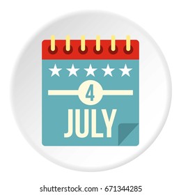 Independence day icon in flat circle isolated vector illustration for web