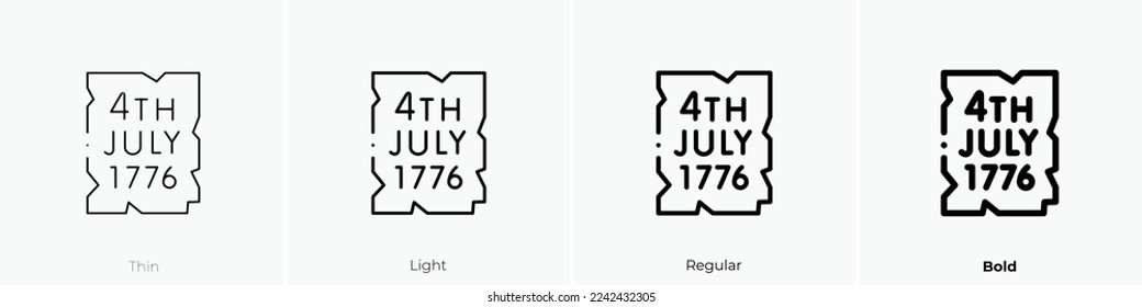 independence day icon. Thin, Light Regular And Bold style design isolated on white background