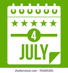 Independence day icon white isolated on green background. Vector illustration