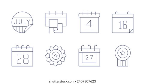 Independence day icons. Editable stroke. Containing adhesive, badge, independence day, 4th of july.