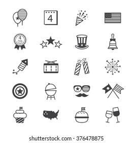 Independence Day Icons Line