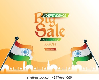 Independence day illustration card ,banner ,poster. happy independence day card. 15 august vector Illustration banner.  Fifteenth of august Indian independence day. Indian monuments with flag.