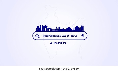 Independence day illustration card ,banner ,poster. happy independence day card. 15 august vector Illustration banner. Fifteenth of august Indian independence day. Indian monuments with flag.