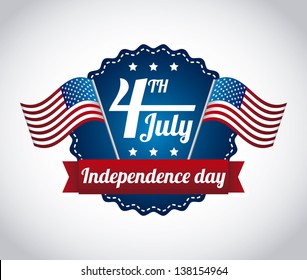 independence day illustration over gray background. vector