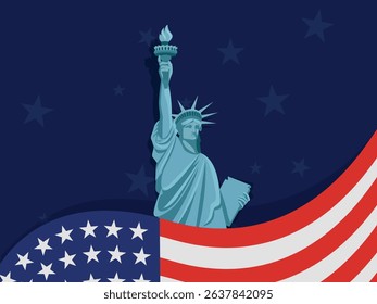 Independence day illustration with statue of liberty
