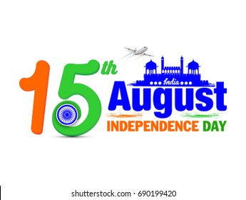 independence day of India. 15 August with Red Fort Vector illustration 