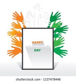 independence day of india, 15th of august greeting design, colorful hand
