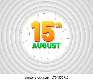 Independence Day of India. 3D 15th of August, Template, Banner, Logo Design, Icon, Poster, Unit, Label, Mnemonic with Celebration orange Rays Background - Vector, illustration