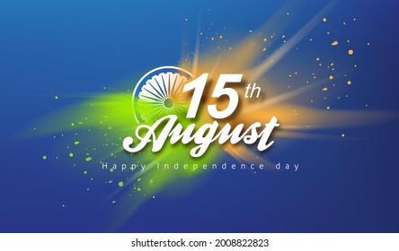 Independence day India celebration banner with color splash. 15th of August poster template. 