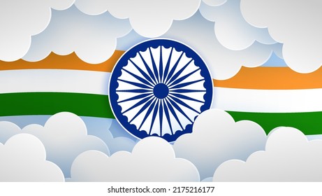 Independence day India celebration banner with Flag of India. 15th of August poster template.