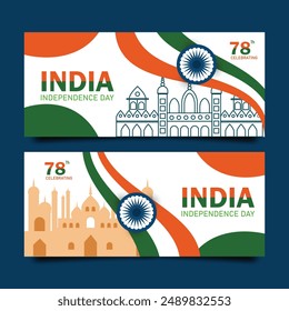 Independence day India celebration banner set