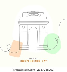 Independence Day India Gate Vector One Liner Art